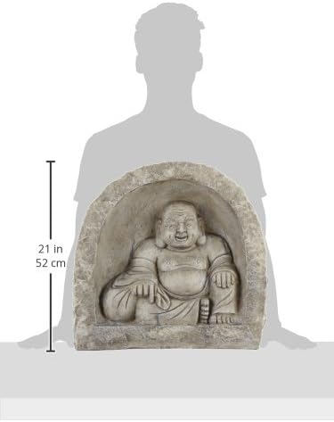 Design Toscano Great Sanctuary Grotto Asian Man Garden Niche Statue, 20 inches wide, 19 inches tall, Cast Stone Resin, Sandstone Finish