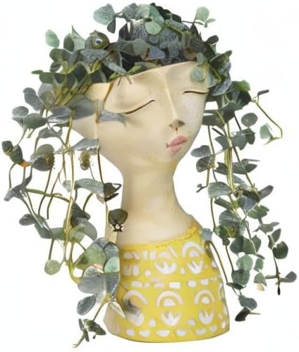 DiliComing Face Planter-Pots for Indoor Plants - 11 Inch Tall Planters for Flowers Head Planter with Drainage for Patio Yard Garden Succulent Pots Garden Décor 6 x 6 x 11 Inch