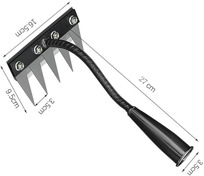 Gardening Hand Weeder Tool,Manual Weeder Tool with Detachable Blades, 4 Sizes High Carbon Steel Dual-Edge Design for Farm Garden Lawn Weed Removal, Soil Cultivation & Root Extraction (5 Tines)