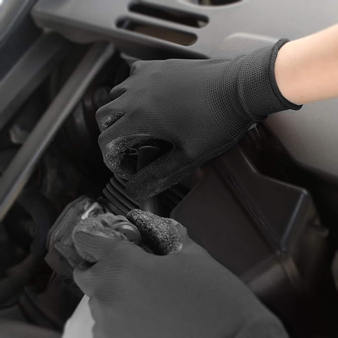 Evridwear Crinkle Latex Rubber Hand Coated Safety Work Gloves for Men Women General Multi Use Construction Warehouse Gardening Assembly Landscaping (L-Size) 12 Pairs Pack