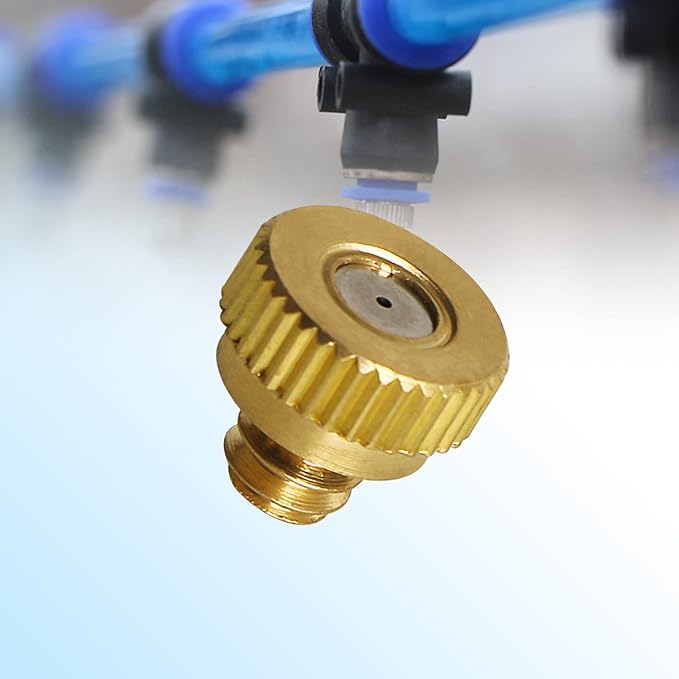 Aopin G 3/16 Brass Misting Nozzles 0.6mm / 0.024" Orifice Atomizing Mister Sprayer Nozzle Suitable For Outdoor Cooling,Garden Irrigation,Fountain, Crop Nutrient Injection, Greenhouse 8 Pcs