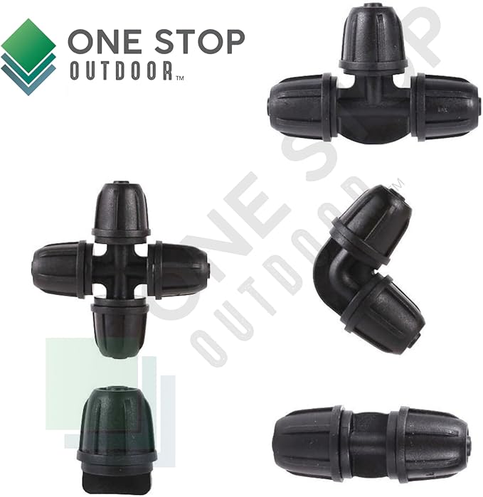 20-Pack Quick-Connect Locking 1/4" Drip Irrigation Tee 4-Way Cross, Upgraded Coupling Connectors, Tee Fittings for 1/4 Inch Irrigation Tubing, Drip Kit (Cross - 20 Pack)