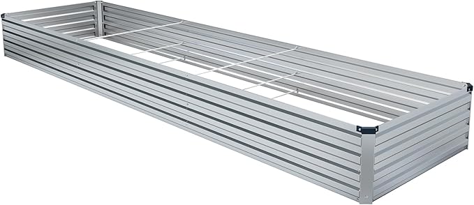 12x4x1FT Galvanized Raised Garden Beds Kit Large Outdoor Metal Gardening Planter Box for Vegetable Elevated Flower Herbs, Silver