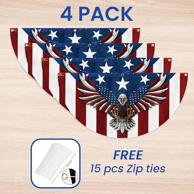 American Flag Patriotic Eagle American Non-Pleated Fan Flag TPT1636F, 1.5x3 ft, 1 Pack Suitable for Outdoor and Indoor