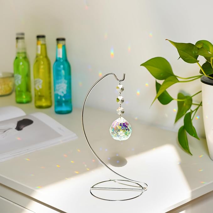 9-Inch Sympathy Gifts for Loss of Loved One,Memorial Gifts,40mm Crystal Suncatcher,Bereavement Gift Ideas,Condolences Gift for Mom Dad Friend Son Daughter Dog,Silver Stand and a Sympathy Card