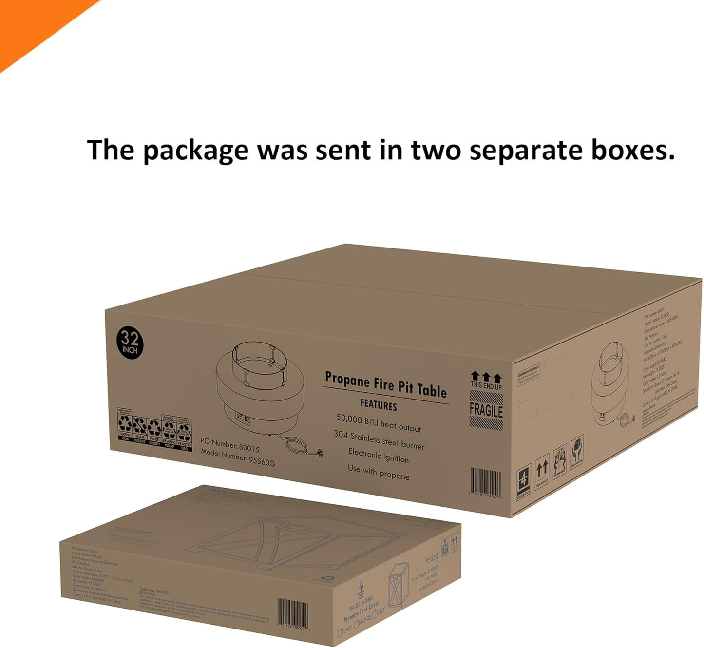 32.5-inch Outdoor Gas Fire Pit with 20lb Propane Tank Cover Table & Wind Glass Shield,50,000BTU Propane Gas Fire Pits for Outside Patio w/Round Burner Lid, Glass Rocks