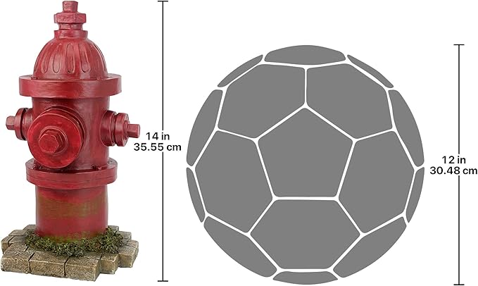 Design Toscano Dog's Second Best Friend Fire Hydrant Pee Post Indoor/Outdoor Statue, Set of Two Medium, 14 Inch Tall, Cast Stone Resin, Red Finish