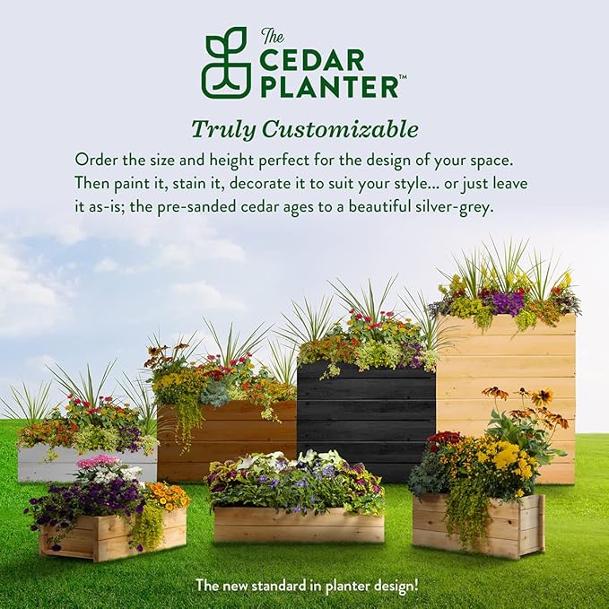 Greenes Fence Cedar Wood Planter Box, 46" x 11" x 10" - Made in USA with North American Cedar