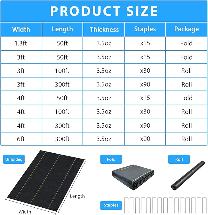 3ft x300ft Black Weed Barrier Landscape Premium Fabric-Heavy Duty Woven Ground Cloth with Superior Permeability Weed Control Convenient Design