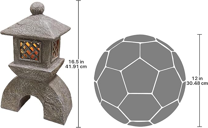 Design Toscano AL58699 Illuminated Pagoda Lantern Statue,greystone