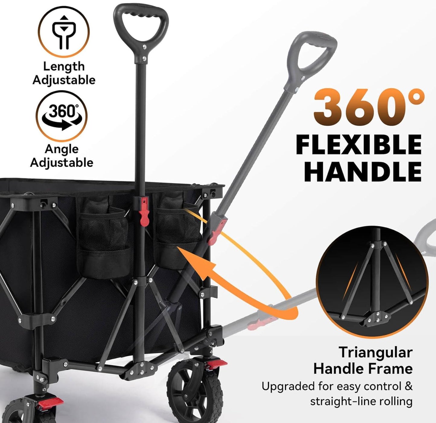 Hikenture Collapsible Wagon - 330LBS Capacity, Extra Large Foldable Wagon with All-Terrain Wheels, Utility Beach Cart for Outdoor Garden