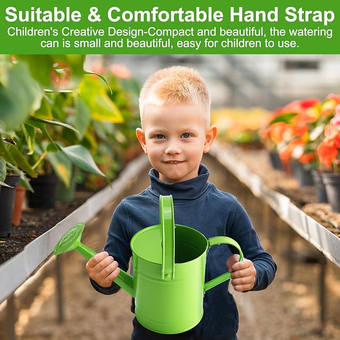 Finderomend Watering Can, Metal Watering Can 1.5L/51oz, Iron Art for Watering Bucket Home Office Small Portable Indoor Watering Equipment (Green)