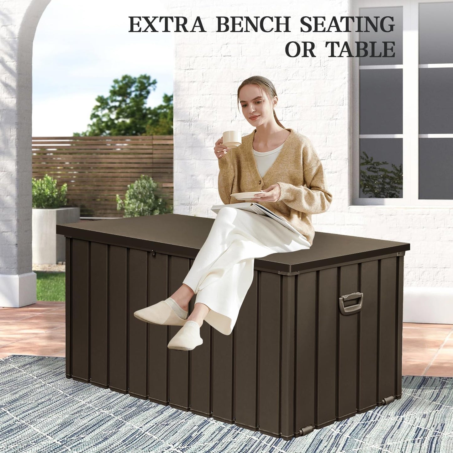 Domi 200-Gallon Outdoor Storage Box – Waterproof, Lockable Storage Cabinet for Patio Furniture, Garden Tools & Pool Supplies – Large Metal Storage for Cushions