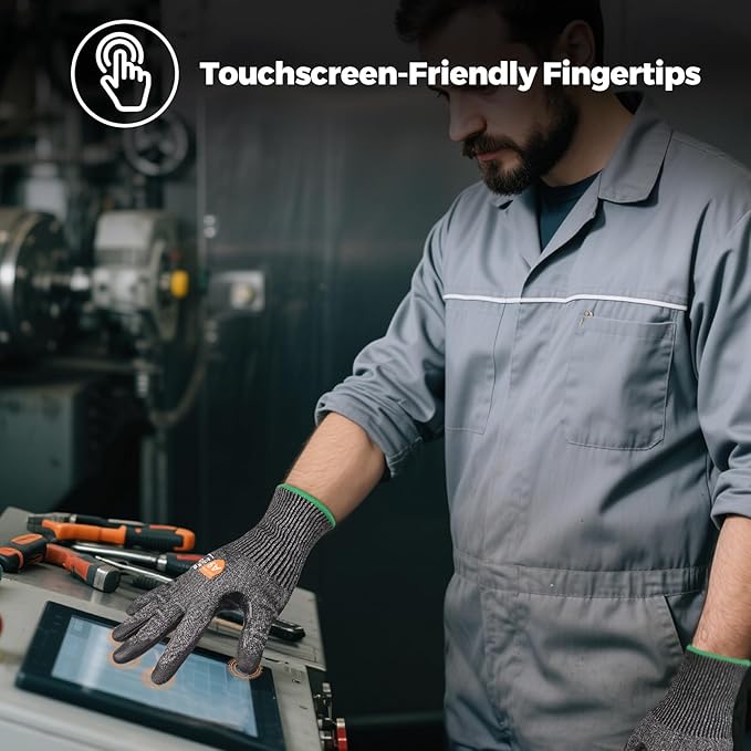 Donfri 3 Pairs A9 Cut Resistant Work Gloves for Men - Steel + HPPE Hybrid Safety Gloves for Men, ANSI Cut Level 9 Protection Flexible for Metal Glass Wood Construction Fishing
