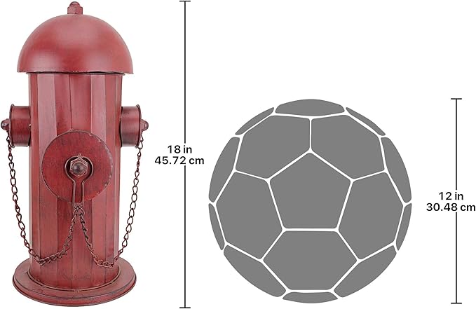 Design Toscano Fire Hydrant Statue Puppy Pee Post and Pet Storage Container, Indoor/Outdoor, Medium 18 Inch Tall, Metal, Rustic Red Paint