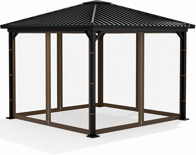 Gazebo Replacement Netting Screen Mosquito Net Screen Walls for 10 x 10 ft Outdoor Gazebo Canopy, 4-Panel with Double Zippers for Outdoor Patio (Only Netting)