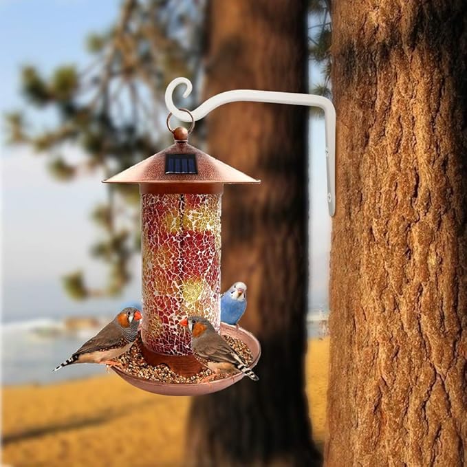 FEED GARDEN Hand-Forged Hanging Plant Bracket Iron Wall Hook for Hanging Bird Feeders, Wind Chimes, Flower Baskets, Lanterns, Yoga Mat, Indoor/Outdoor Use (6 Inch 2 Pack, White, with 4 Screws)