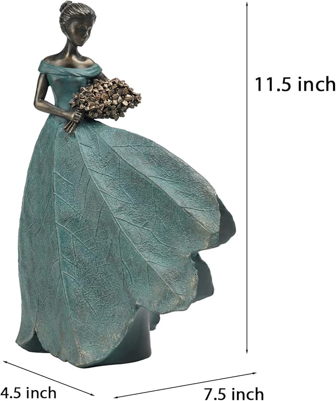 Guichifun Fairy Statue Collection Home Decoration - Leaf Angel Girls Resin Modern Table Decor for Living Room Office Sculpture Decor for Women Indoor Rustic Figurines Gift 5 x 3 x 7.5 Inch