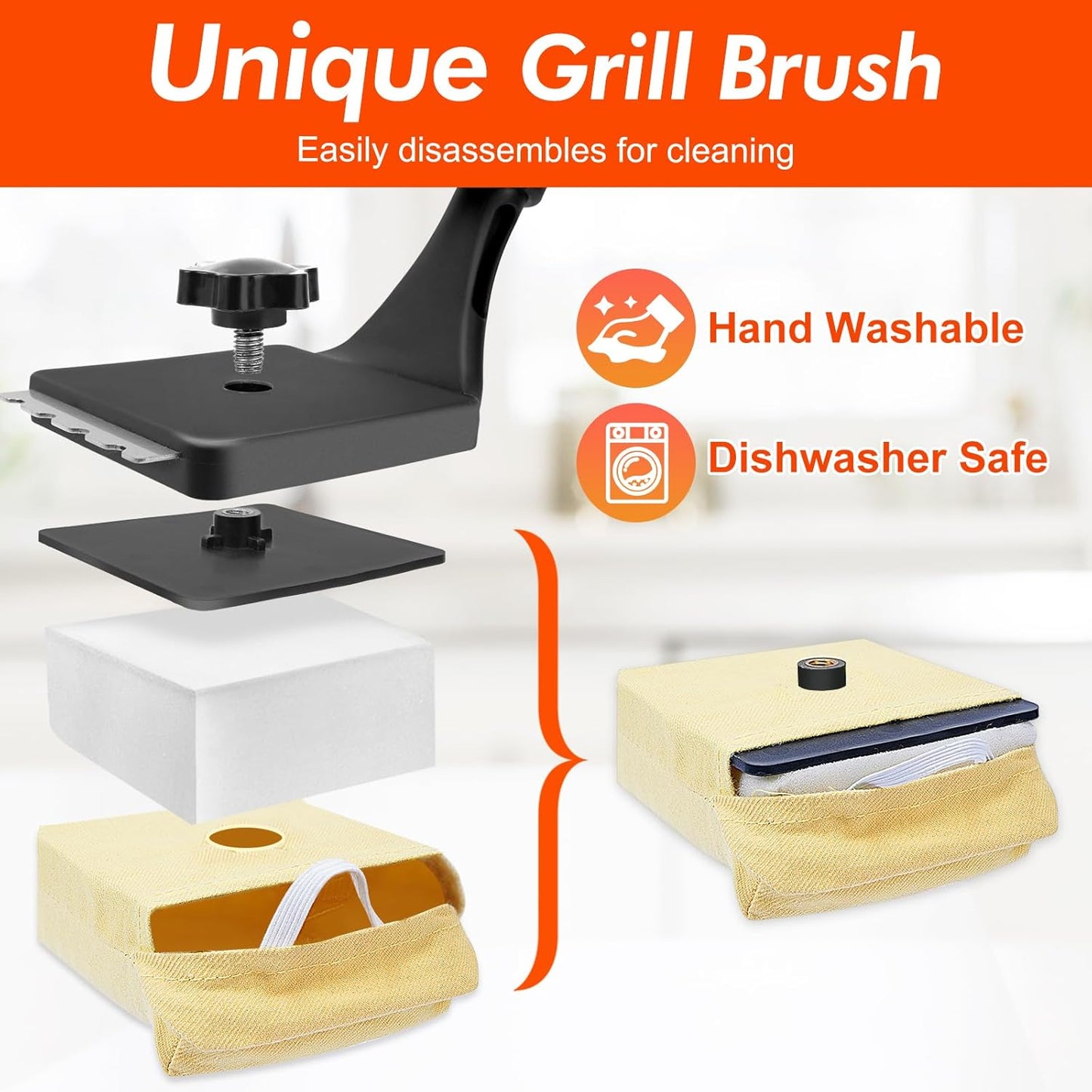 Grill Brush for Outdoor Grill Bristle Free BBQ Cleaner Brush with Durable Scraper for Cast Iron or Stainless-Steel Grates Safe Griddle Scrubber Brush