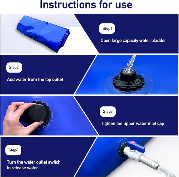 1000Gal Portable Water Storage Bladder, Foldable Large Capacity Container Water Tank, Agricultural Irrigation, Camping, Firefighting, Outdoor Household Water