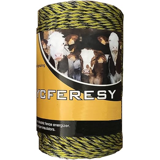 Electric Fence Polywire 656 Feet,200 Meter,6 Stainless Steel Strands for Reliable Conductivity and Rust Resistance,Portable Electric Fence Rope