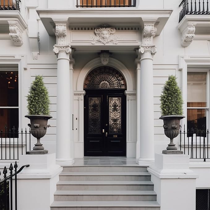 3FT Artificial Cedar Topiary Trees, Fake Cypress Trees Faux Pine Shrubs Plants, Evergreen Plants for Home Porch Decor Set of 2