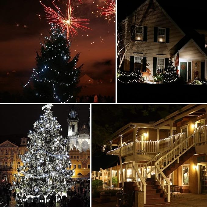 Globe Ball Fairy Lights, 50 LEDs 23ft/7M Solar Led Globe String Lights Waterproof with Two Lighting Modes for Garden Outdoor Party Christmas Decoration (Cold White)