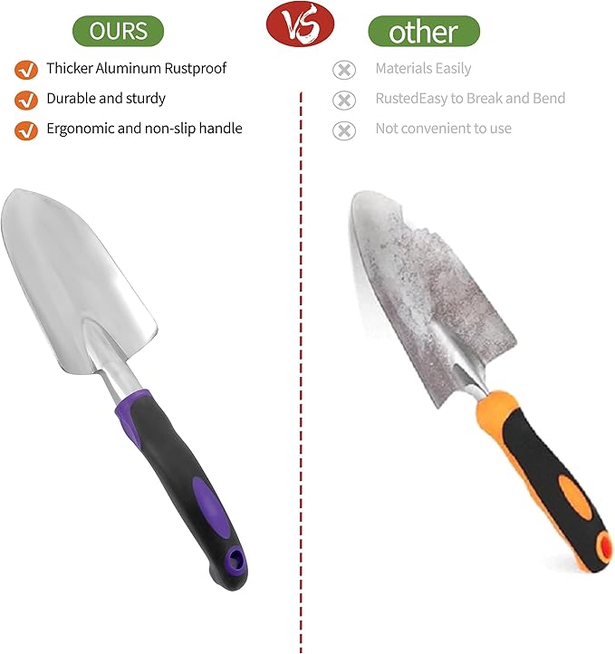 41-Piece Premium Gardening Tool Set, Stainless Steel Heavy Duty Gardening Tool Kit, with Non-Slip Rubber Grip, Storage Tote Bag, Outdoor Hand Tools, Ideal Gardening Gifts for All (Purple Floral)