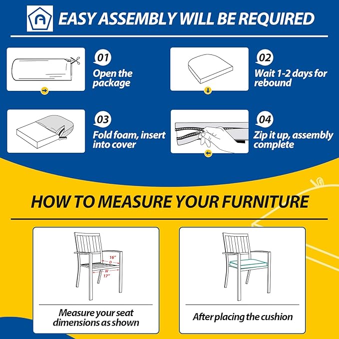 AAAAAcessories Outdoor Seat Cushions for Chairs, Waterproof, Fade-Resistant Patio Furniture Replacement Cushions, 17" x 16" x 2", Set of 2, Gray Cabana Stripe