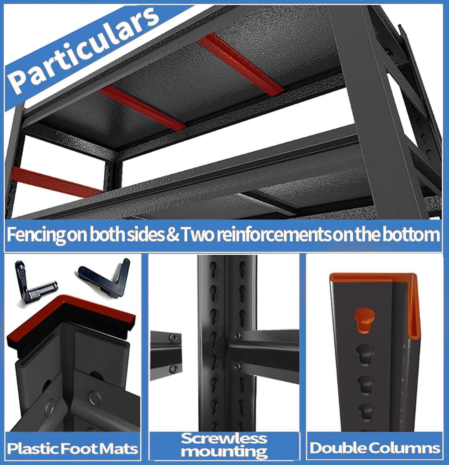 Garage Shelving 3000LBS Metal Storage Shelves 5-Tier Adjustable Shelving Units Garage Storage Shelves Heavy Duty for Industrial, Warehouse, Basement, Commercial, Black