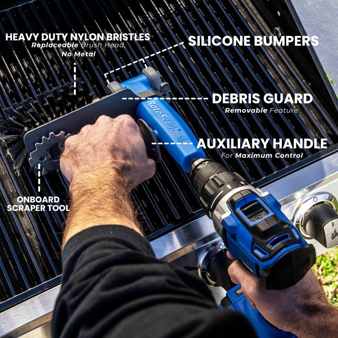 Grill Brush, Cleaning Kit, Drill Attachment, Grill Cleaner, No Metal, BBQ Grill Brush, Perfect for Removing Rust, Grime, Grease, and More