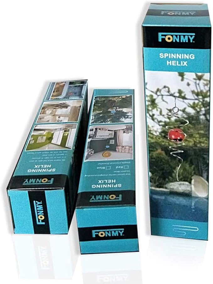 FONMY Gazing Ball Spiral Tail -Decorative Wind Spinner 11" inch Tail and 2" inch Glass Orb. Indoor Outdoor Garden Decoration Silver Blue -13 inch Height