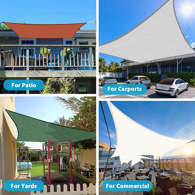 Amagenix Sun Shade Sail 6'X15' Curved Edge Outdoor Shade Canopy White Breathable 95% UV Block Shade Cloth for Patio Garden Backyard (We Make Custom Size)