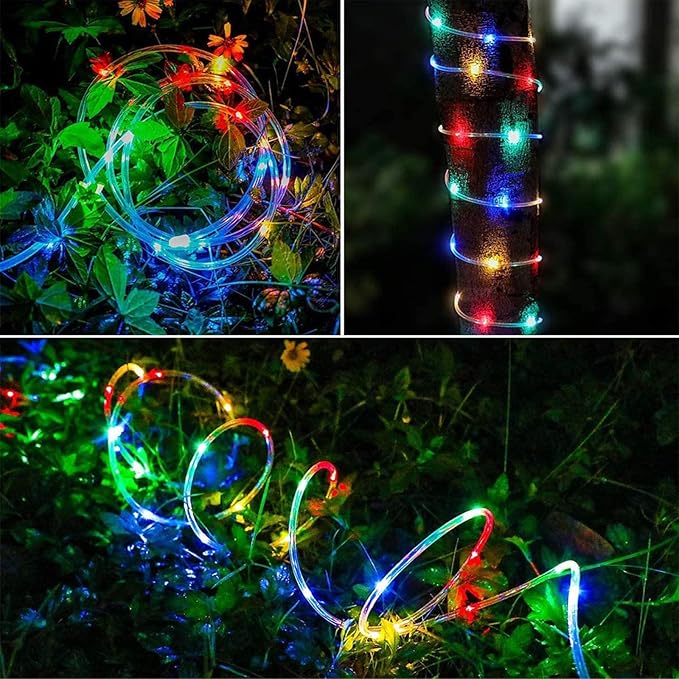 50ft 360 LED Rope Lights Outdoor, Connectable and Flexible Tube Lights with 8 Modes, Waterproof Indoor Outdoor LED Rope Lighting for Deck, Garden, Pool, Patio, Indoor Outdoor Decorations (Multicolor)