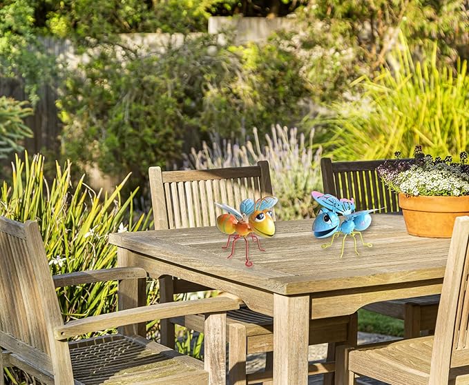 GIFTME 5 Garden Decor Bee and Butterfly,Metal Outdoor Decorations for Garden, Set of 2 Metal Yard Art-Perfect Garden Lover Gifts