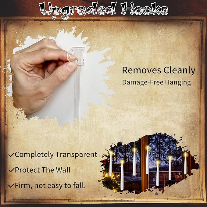 Halloween Decorations, 2023 Newest Floating LED Candles with Wand Remote Control, Witch Wizard Christmas Decor for Indoor Home Room Classroom Bedroom Birthday Party, 12pcs (White & Red), 6.6