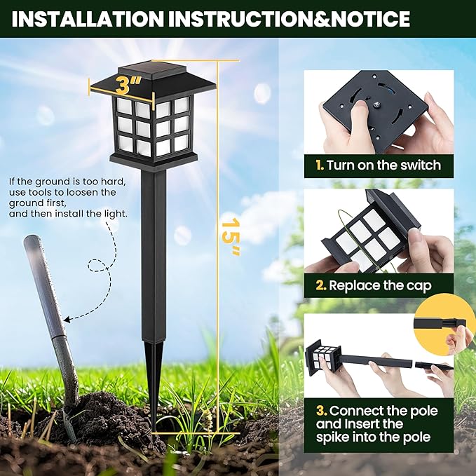 GIGALUMI Solar Outdoor Lights,16 Pack LED Solar Lights Outdoor Waterproof, Solar Walkway Lights Maintain 10 Hours of Lighting for Your Garden, Landscape, Path, Yard, Patio, Driveway