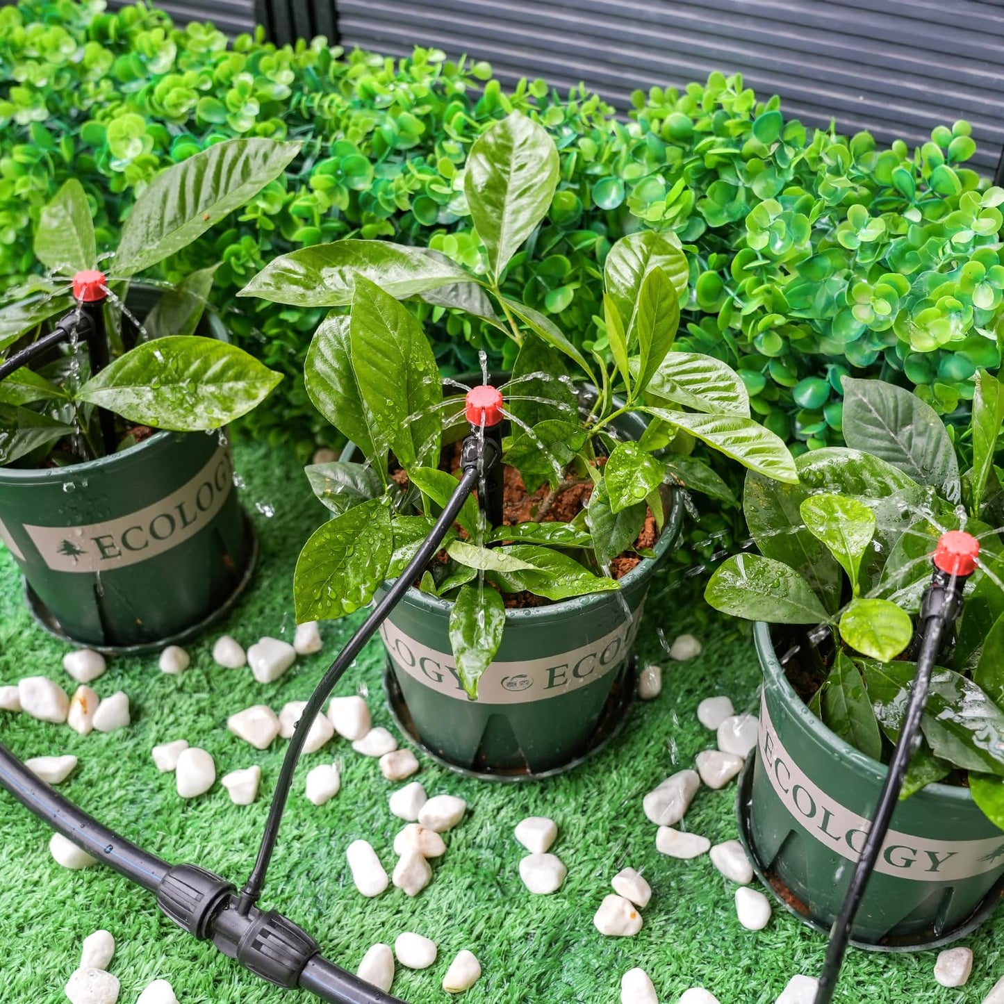 25 Pieces Drip Emitters for 1/4" Drip Irrigation Tubing, Adjustable 360 Degree Stream Drip Emitters with Stake 360° Full Circle 8 Hole Stream Emitters Garden Irrigation Micro Drippers