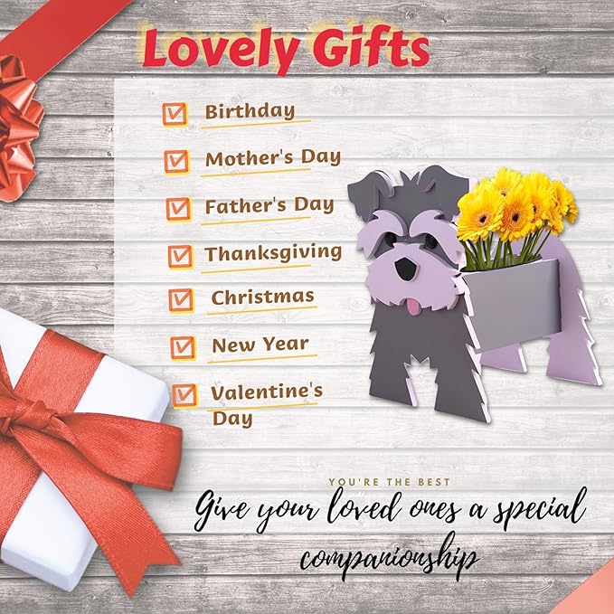 Gray Schnauzers Dog Planter Plant Pots,Cute Garden Dog Flower Planter,Dog Planters Birthday Gifts for Women,Office,Indoor/Outdoor Decor (9.45 * 9.06 * 11.81in)