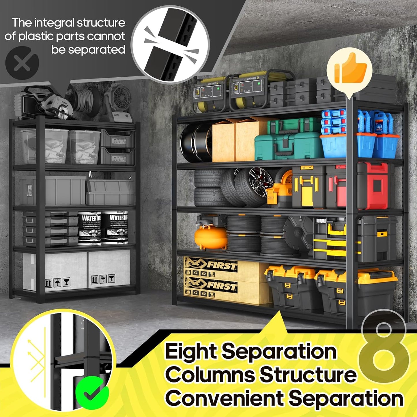 5 Tier Adjustable Metal Shelving Storage Rack,Storage Shelves,59.8" Wx24 Dx76.6 H Garage Shelving Heavy Duty,Industrial Shelving Unit for Basement,Warehouse,Garage Organization.3 Pack