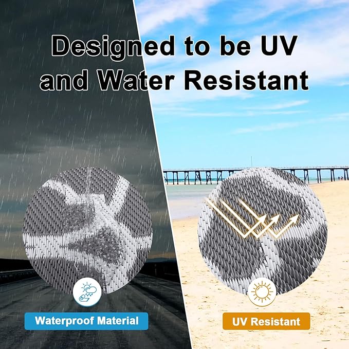 HEBE Outdoor Rug Waterproof 8ft, Plastic Straw Rug Camping Rug, Reversible Outdoor Patio Rugs RV Mat Clearance, Indoor Outside Floor Carpet for Porch,Deck,Camper,Balcony,Backyard