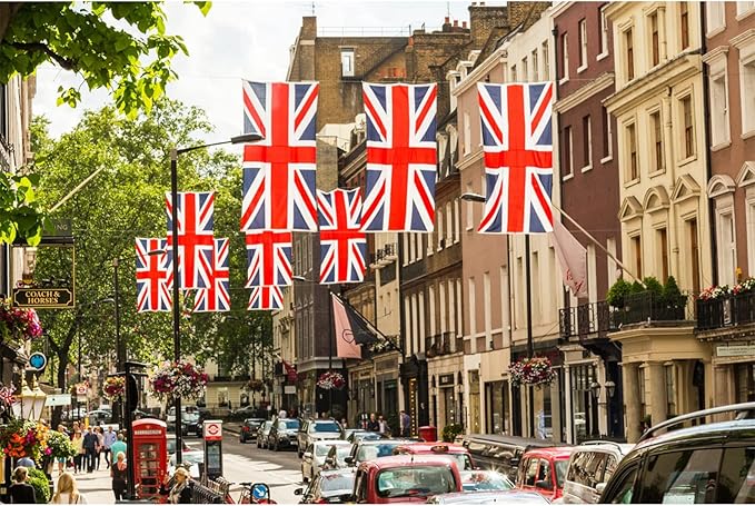 Homissor British Flag 5x8 Union Jack England Flags Embroidered Sewn Stripes Large United Kingdom UK Flag Heavy Duty Outdoor