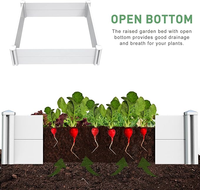 4' x 2' Vinyl Raised Garden Bed Screwless Planter Box for Gardening, Whelping Pen and More