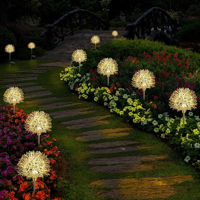 2 Pack Sunflower Garden Lights + 2 Pack Aluminum Ball Garden Lights