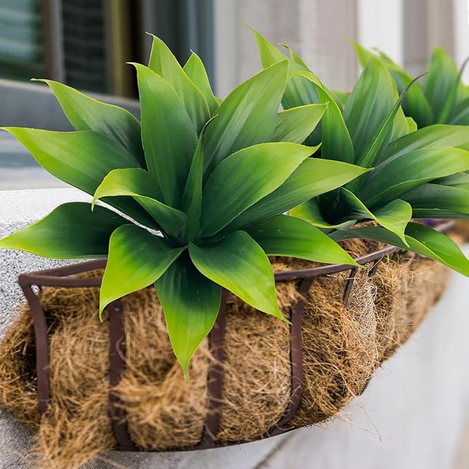 Fake Plants Artificial Agave Plants,Large UV Resistant Fake Agave Planters for Indoor and Outdoor Decorating Tropical Plant Succulents Greenery Indoor Decor((2Pack Light Green) 13.8"