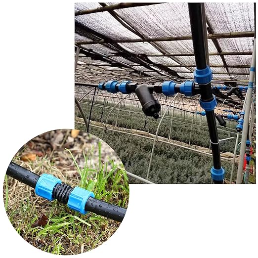 20pcs Drip Irrigation Coupling, Blue Connector Farm Irrigation Tools, Universal Joint Drip Irrigation Tube Fitting Set (5/8 Inch)