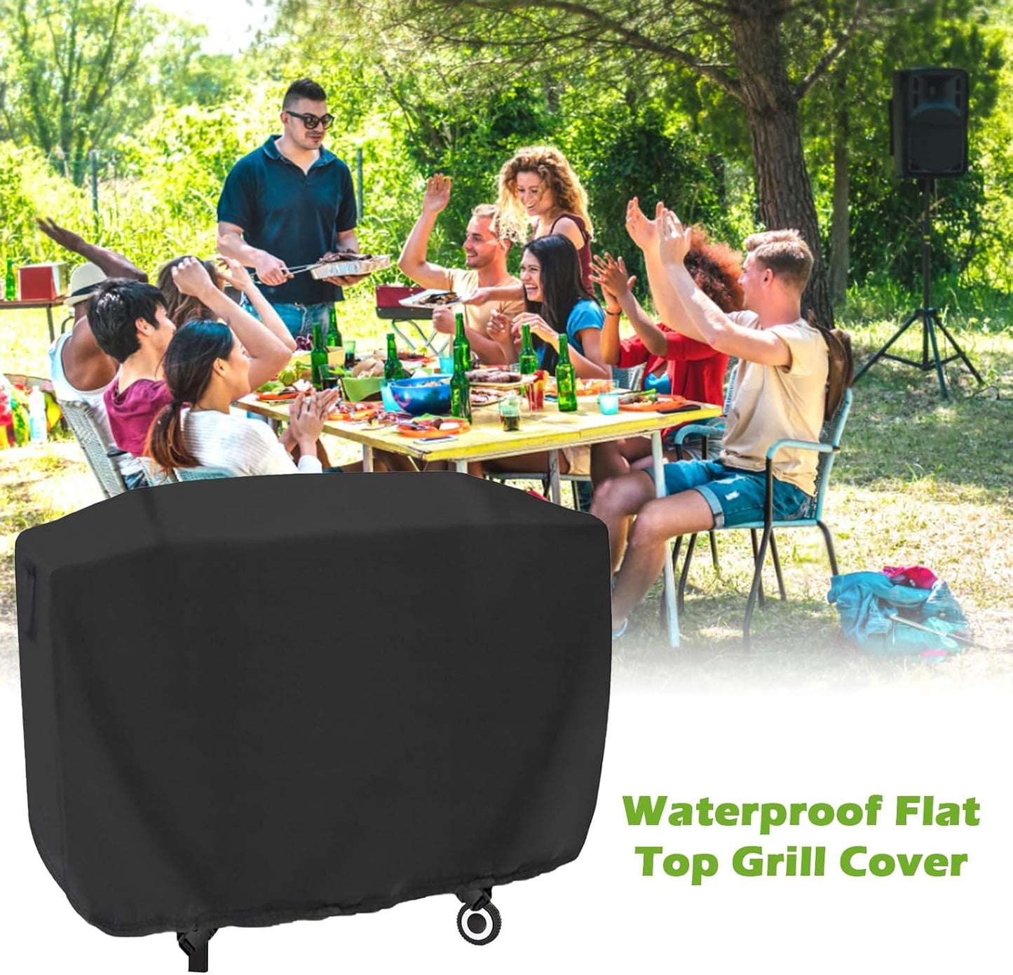 Flat Top Grill Cover Waterproof for 3-Burner Flat Top Gas Griddle Grill, Weatherproof Cover for Protecting Flat Iron Grill/Propane Griddle/Outdoor Barbecue Gril