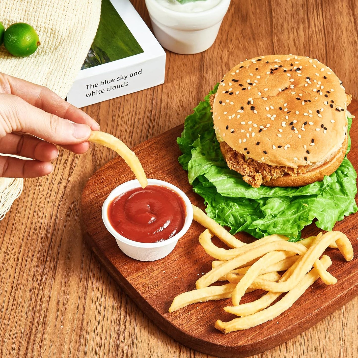 ECOLipak 200 Pack 2 oz Compostable Portion Cups, 100% Biodegradable Souffle Cups, Disposable Paper Cups for Condiment Samples