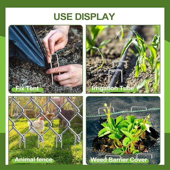 30 Pcs Galvanized Landscape Staples Metal Garden Stakes Heavy Duty for Ground Cover, U-Shaped Pins Yard Stakes Weed Barrier Fabric, Garden Hose, Drip Irrigation, 1 inch*(6+4 inch)