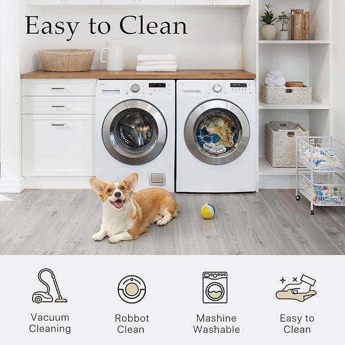 GENIMO Indoor Outdoor Area Rug 5' X 7' Waterproof, Washable Patio Rug Non Shedding, Easy Cleaning Floral Outdoor Carpet for Living Room, Bedroom, Dining Room, Balcony, Backyard, Deck, RV, Blue